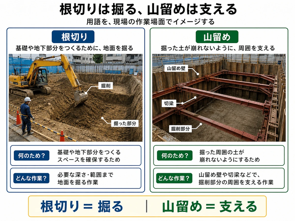 根切りと山留めの違い